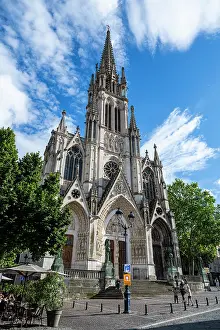 Basilica Prints: Basilica Saint-Epvre stands tall under a blue sky in Nancy
