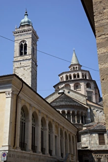Piazza Duomo Prints: Basilica Santa Maria Maggiore, Piazza Duomo, Bergamo, Lombardy, Italy, Europe