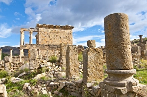 Algeria Prints: Basilica and Temple des Septimes at the Roman ruins of Djemila, UNESCO World Heritage Site