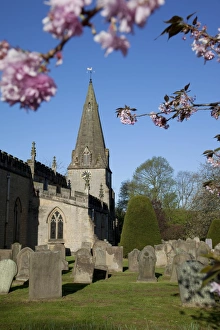 Grave Yard Prints: Baslow Parish Church and spring cherry blossom