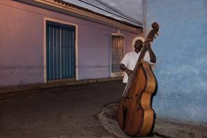 Bass player, Santiago de Cuba, Cuba, West Indies, Central America