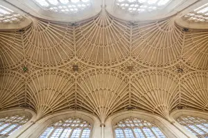 Directly Below Prints: Bath Abbey ceiling, Bath, UNESCO World Heritage Site