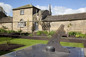 Sun Dials Prints: Bath Gardens and sundial, Bakewell, Derbyshire, England, United Kingdom, Europe