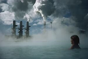 Bathing in Blue Lagoon, Svartsenga Geo-Thermal Plant, Iceland, Polar Regions