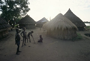 Ethiopian Prints: Batour village, Anouak (Anuak) ethnic group, on shores of Lake Tata, Ilubador state