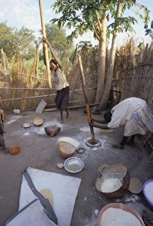 Batour village of the Anouak (Anuak) ethnic people, edge of Lake Tata, Ilubador state