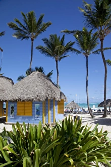 Beach Huts Prints: Bavaro Beach, Punta Cana, Dominican Republic, West Indies, Caribbean, Central America