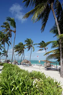 Beach Huts Prints: Bavaro Beach, Punta Cana, Dominican Republic, West Indies, Caribbean, Central America
