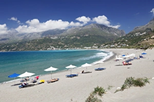 Sun Lounger Prints: Bay and beach of Plakias, South Crete, Crete, Greek Islands, Greece, Europe