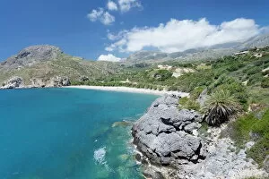 Greek Islands Gallery: Bay and beach of Souda, Plakias, South Crete, Crete, Greek Islands, Greece, Europe