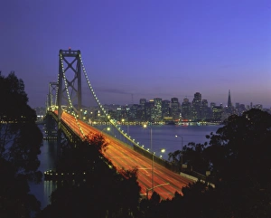 Nighttime Prints: Bay Bridge and city skyline