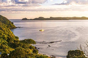 Bay of Islands at sunrise, seen from Russell, Northland Region, North Island, New Zealand