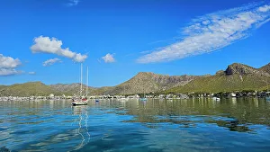 Sailboat Prints: Bay of Pollenca, Mallorca, Balearic islands, Spain, Mediterranean, Europe