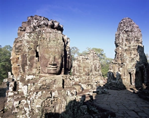 The Bayon and stone faces of Lokesvara, temples of Angkor, UNESCO World Heritage Site
