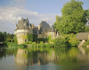 Loire Prints: Bazouges Chateau and the River Loire at Sarthe, Pays de la Loire, Loire Valley