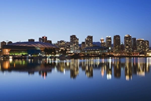 Images Dated 25th April 2009: BC Place Stadium and residential city buildings, False Creek, Vancouver