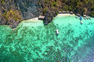 Huts Prints: Beach 91, Calamian Islands, Coron, Palawan, Philippines, Southeast Asia, Asia