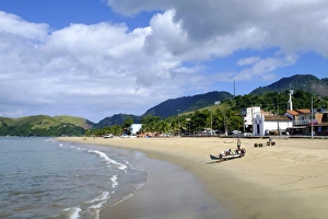 Fisherman Prints: The beach in Abraao village on Ilha Grande, Brazils Green Coast, Brazil, South America