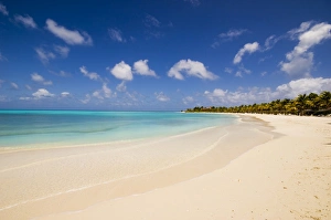 Turquoise Prints: An empty beach in Antigua, Leeward Islands, West Indies, Caribbean, Central America