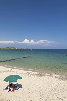 Cagliari Prints: Beach, Baia di Nora, Cagliari, Sardinia, Italy, Mediterranean, Europe