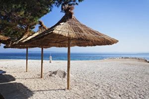 Straw Prints: Beach of Baska Voda, Makarska Riviera, Dalmatia, Croatia, Europe