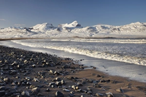 Images Dated 22nd October 2008: Beach at Brot near Bakkagerdi in Borgarfjordur Eystri fjord, Mount Dyrfjoll