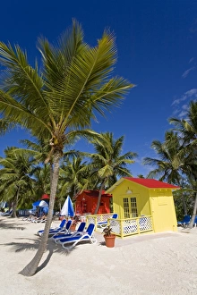 Cabana Prints: Beach cabana, Princess Cays, Eleuthera Island, Bahamas, West Indies, Central America