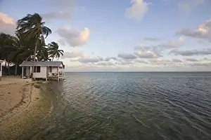 Cabana Prints: Beach cabana, Tobaco Caye, Belize, Central America