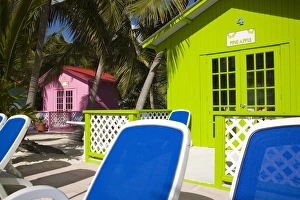 Bahamas Prints: Beach cabanas, Princess Cays, Eleuthera Island, Bahamas, West Indies, Central America