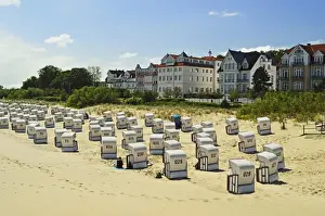 Chairs Prints: Beach chairs, Bansin, Usedom, Mecklenburg-Vorpommern, Germany, Baltic Sea, Europe