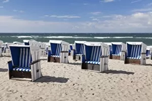 Typically German Gallery: Beach chairs on the beach of Westerland, Sylt, North Frisian islands, Nordfriesland