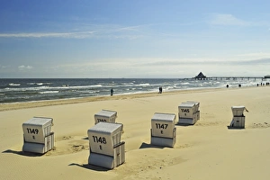 Beach Chairs Prints: Beach chairs, Usedom, Baltic Sea, Mecklenburg-Vorpommern, Germany, Europe