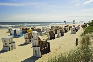Chairs Prints: Beach chairs, Usedom, Mecklenburg-Vorpommern, Germany, Baltic Sea, Europe