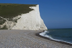 Beach and chalk cliff at Seven Sisters, Sussex, England, United Kingdom, Europe