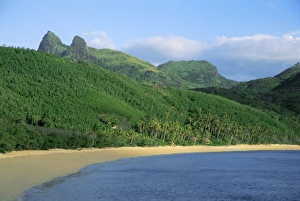 Fijian Prints: Beach and coastline, Waya Island, Yasawa Islands, Fiji, South Pacific islands, Pacific