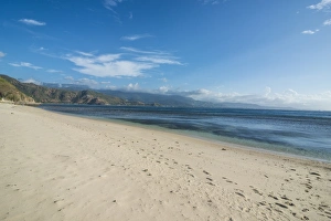 Beach below Cristo Rei of Dili statue, Dili, East Timor, Southeast Asia, Asia