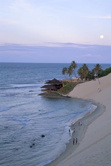 Rio Grande Do Norte Prints: Beach, dunes and Bar 21 at dusk, Genipabu, Natal, Rio Grande do Norte state