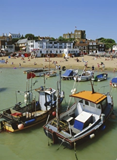 Fishing Prints: Beach and harbour, Broadstairs, Kent, England, UK, Europe