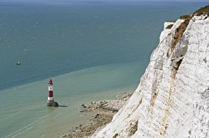 Light Houses Prints: Beach Head Lighthouse, near Eastbourne, East Sussex, England, United Kingdom, Europe