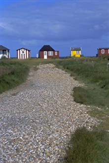 Walk Way Prints: Beach huts, Aeroskobing, island of Aero, Denmark, Scandinavia, Europe