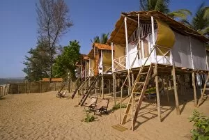 Beach huts on Agonda Beach, Goa, India, Asia