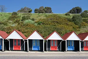 Chalet Prints: Beach huts, Bournemouth Promenade, Dorset, England, United Kingdom, Europe