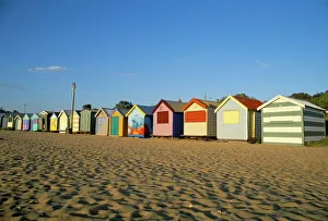 Amusement Prints: Beach huts at Brighton Beach, Melbourne, Victoria, Australia, Pacific