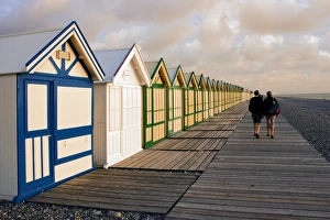 Board Walk Prints: Beach huts, Cayeux sur Mer, Picardy, France, Europe