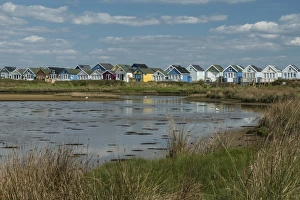 Lagoon Prints: Beach huts and Lagoon, Mudeford Spit