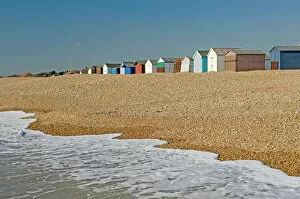 Hampshire Collection: Beach huts locked up for winter, Hayling Island, Hampshire, England, United Kingdom