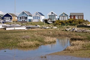 Images Dated 8th April 2008: Beach huts on Mudeford Spit or Sandbank, Christchurch Harbour, Dorset, England