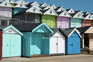 Abundance Prints: Beach huts, Walton-on-the-Naze, Essex, England, United Kingdom, Europe