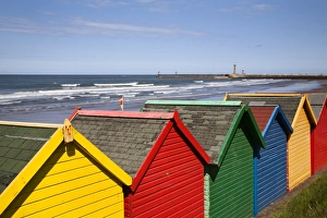 Stereotypically British Prints: Beach huts at Whitby Sands, Whitby