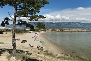 Curve Prints: Beach on the Lopar Peninsula, Rab Island, Kvarner Gulf, Croatia, Adriatic, Europe